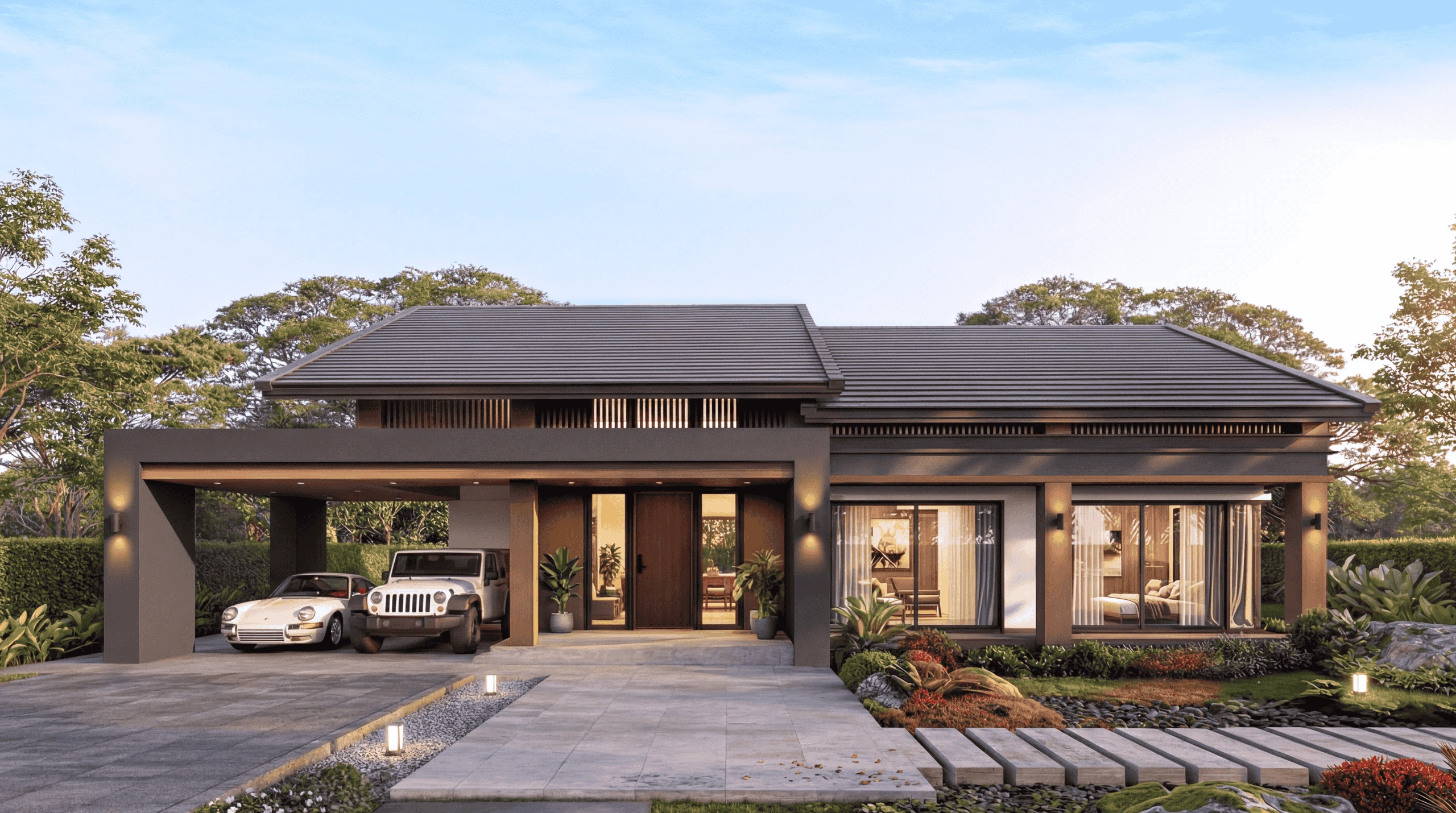 แบบบ้านโมเดิร์นชั้นเดียว AKIRA สไตล์ Modern Zen แลนดี้ โฮม